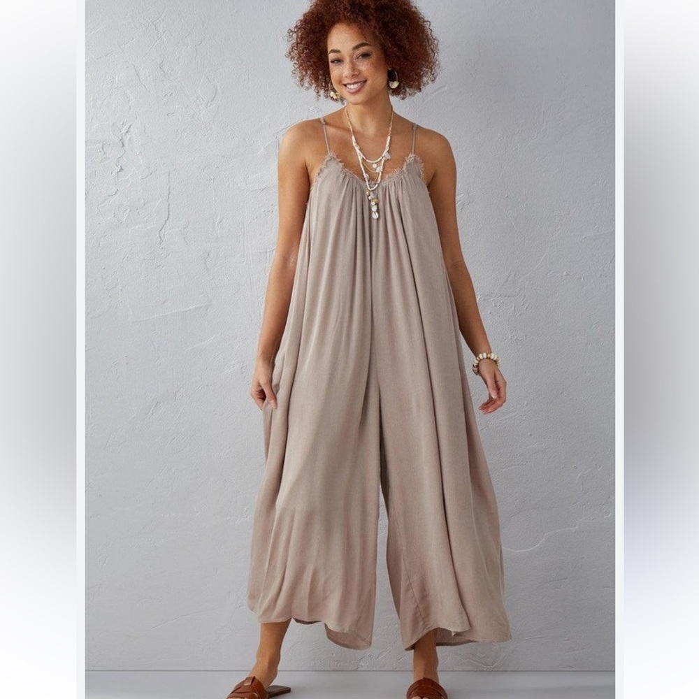 Boutique beige boho jumpsuit